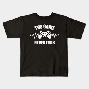 game never ends heartbeat controller gamer quote gaming Kids T-Shirt